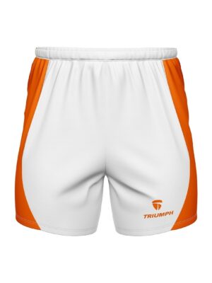 GYM Shorts for Men with Zipper Pockets White & Orange Color