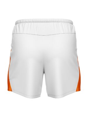 GYM Shorts for Men with Zipper Pockets White & Orange Color