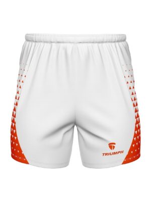 Mens Athletic Shorts | Gym Workout Activewear Shorts White & Orange Color