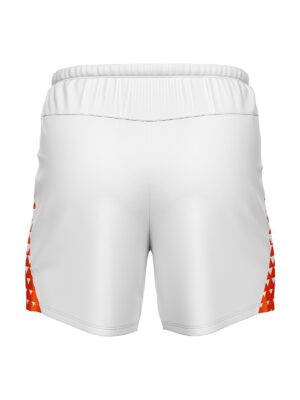 Mens Athletic Shorts | Gym Workout Activewear Shorts White & Orange Color