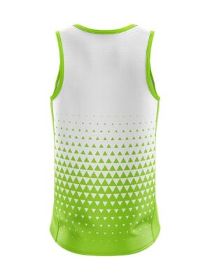 Printed Mens Sleeveless Polyester Gym Fit Vest Workout Tank Top White & Green Color