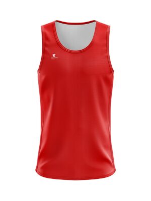 Printed Mens Sleeveless Polyester Gym Fit Vest Workout Red Tank Top