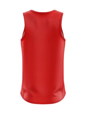 Printed Mens Sleeveless Polyester Gym Fit Vest Workout Red Tank Top