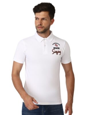 Regular Fit Collared Tshirt for Men | White Polo T-Shirt
