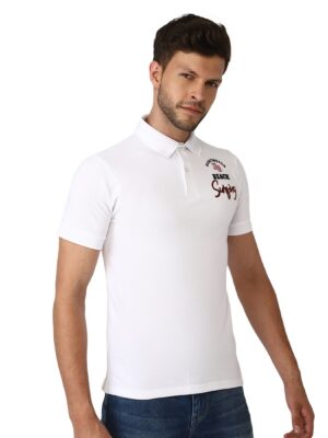 Regular Fit Collared Tshirt for Men | White Polo T-Shirt