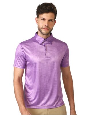 Polka Dots Polo Neck Tshirt for Men's | Printed Casual T-Shirts Purple