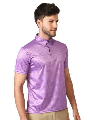 Polka Dots Polo Neck Tshirt for Men's | Printed Casual T-Shirts Purple