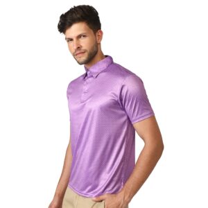 Polka Dots Polo Neck Tshirt for Men's | Printed Casual T-Shirts Purple
