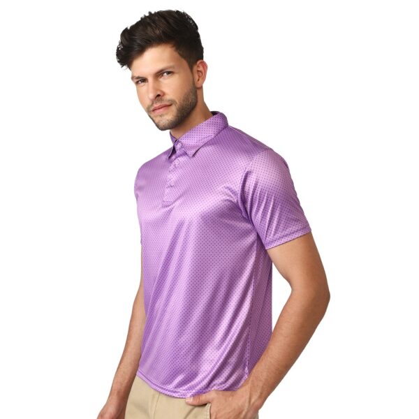 Polka Dots Polo Neck Tshirt for Men's | Printed Casual T-Shirts Purple