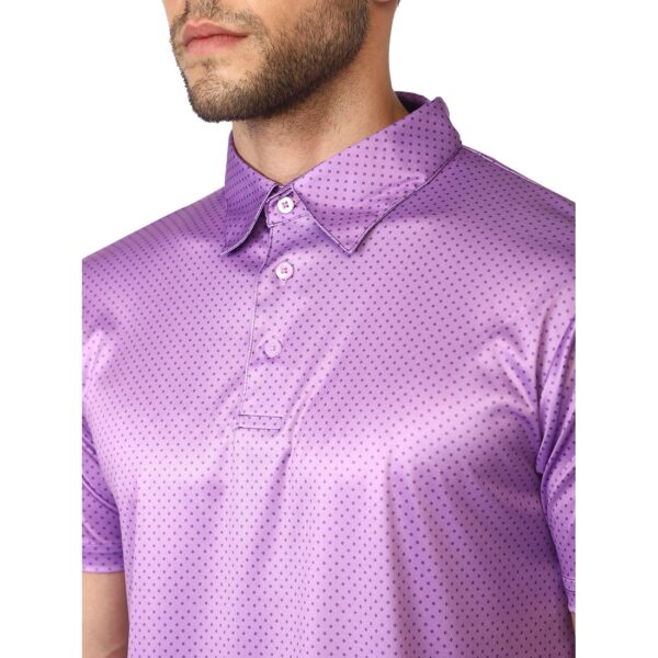 Polka Dots Polo Neck Tshirt for Men's | Printed Casual T-Shirts Purple
