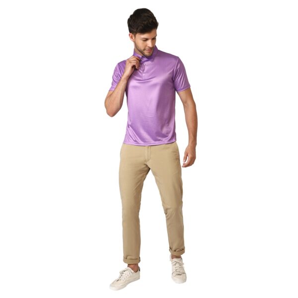 Polka Dots Polo Neck Tshirt for Men's | Printed Casual T-Shirts Purple