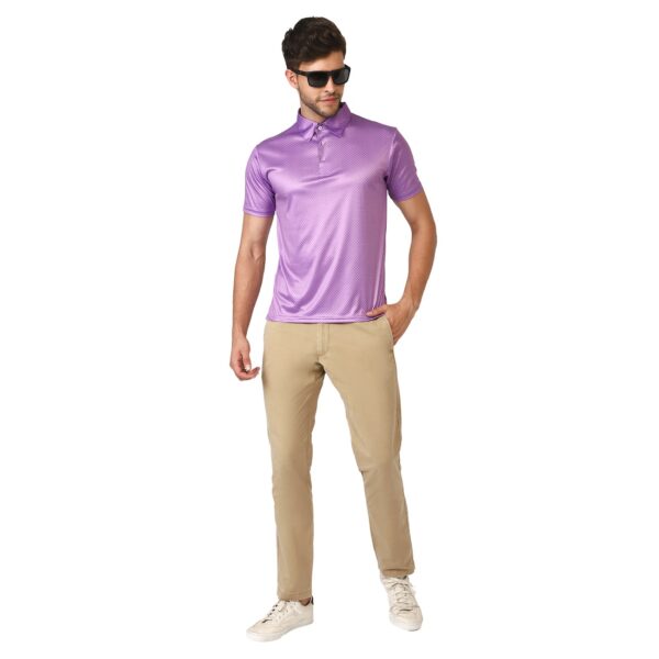 Polka Dots Polo Neck Tshirt for Men's | Printed Casual T-Shirts Purple