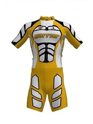 Kids Skating Suit Inline Skate Short Sleeve Racing Speed Suit - Gold White Color