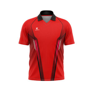 Mens Cricket Sports Jersey Customized Cricket T-shirt Red & Black Color