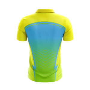 Full Printed Polo Neck Half Sleeve Cricket Jersey for Men Yellow & Blue Color