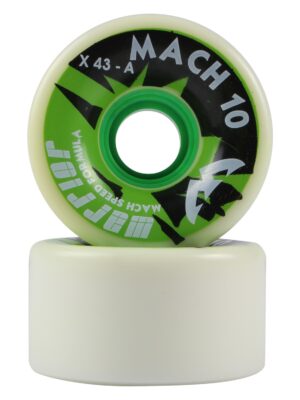 Warrior Mach 10 White Green Quad Skate Wheels