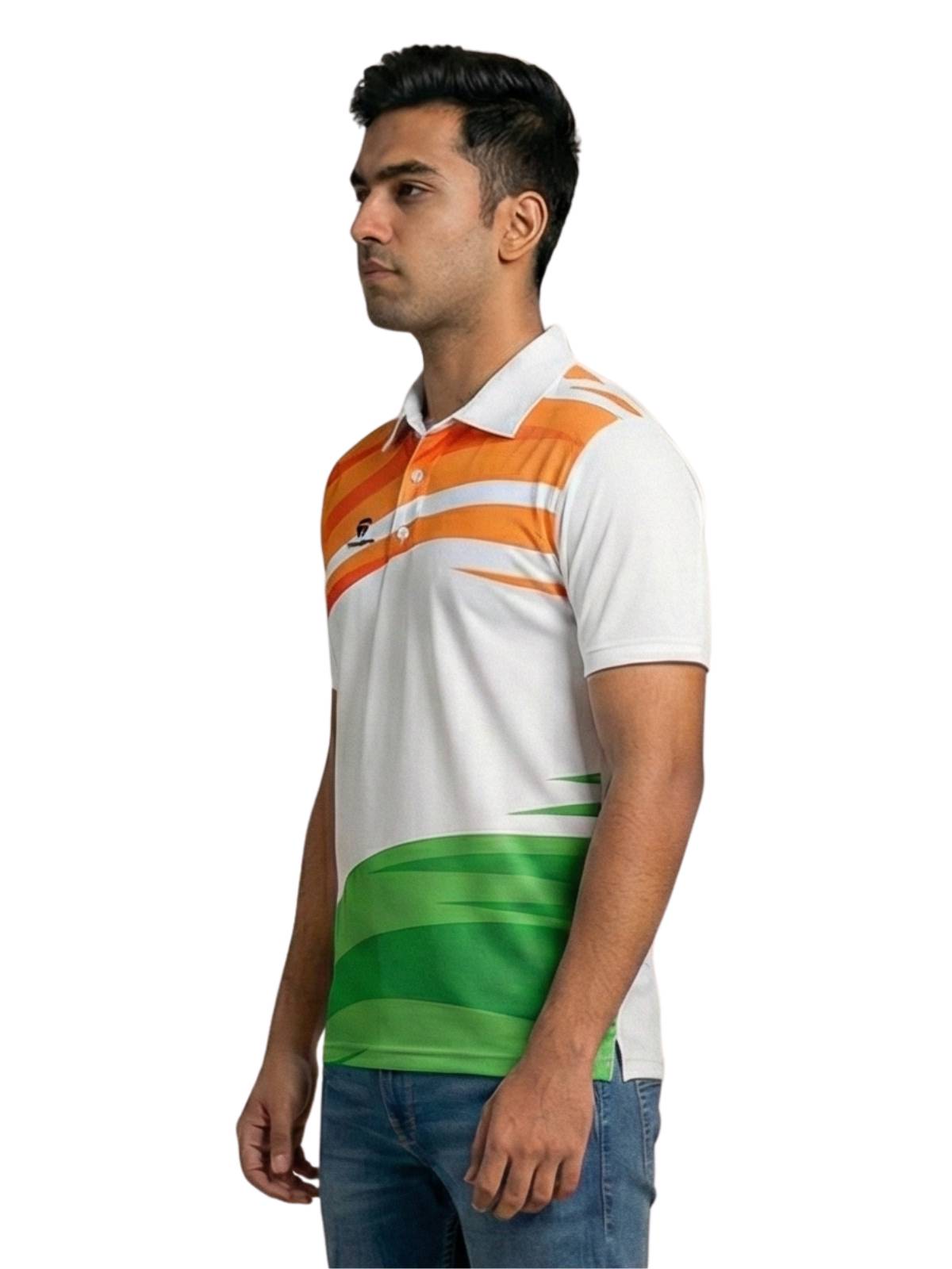 Independence Day / Republic Day India Flag Tricolor T-Shirt for Mens Half Sleeve Polo Tshirt