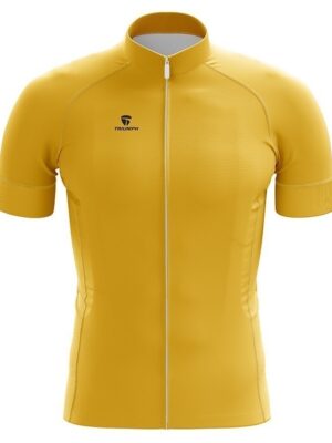 Yellow Solid Color Cycling Jersey for Men