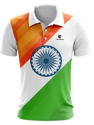 Polo Neck Half Sleeve Happy Independence Day Jersey and Republic Day T-Shirt for Mens