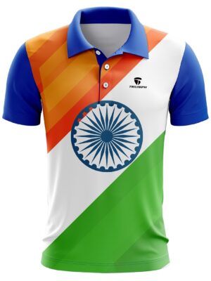 Triumph Polo Neck Happy Independence Day Republic Day T-Shirt for Mens Half Sleeve Tshirt Jersey Tees