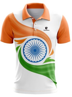 Polo Neck Happy Independence Day India Flag Design T-Shirt for Mens Half Sleeve Republic Day Tshirt Jerseys