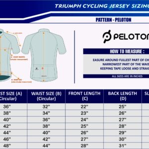 Peloton Cycling Jersey - Size Chart
