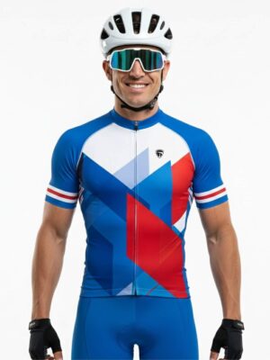 Mountain Bike Jersey | Unisex Custom Bicycle Jersey White, Blue & Red Color