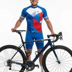 Mountain Bike Jersey | Unisex Custom Bicycle Jersey White, Blue & Red Color