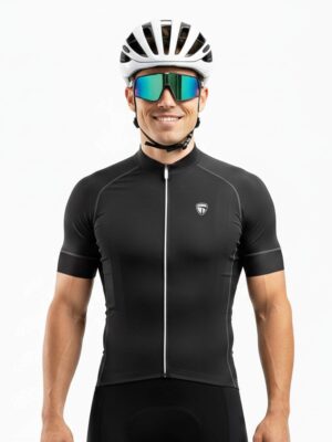 Men's Polyester Plain Cycling Jersey Black