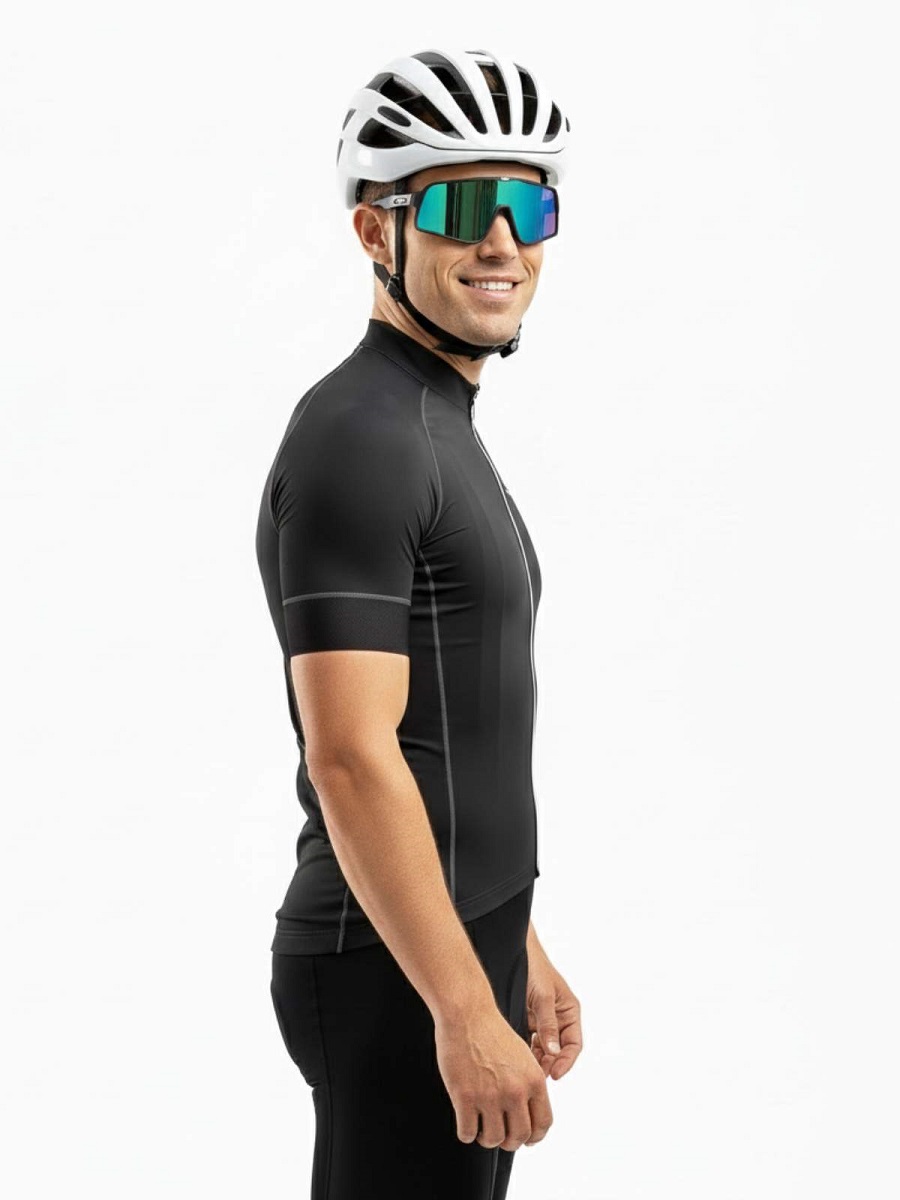 Men's Polyester Plain Cycling Jersey Black