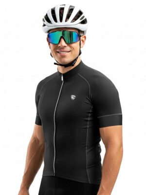 Men's Polyester Plain Cycling Jersey Black