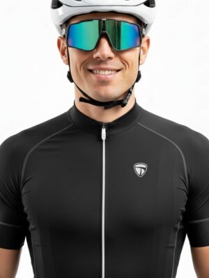 Men's Polyester Plain Cycling Jersey Black