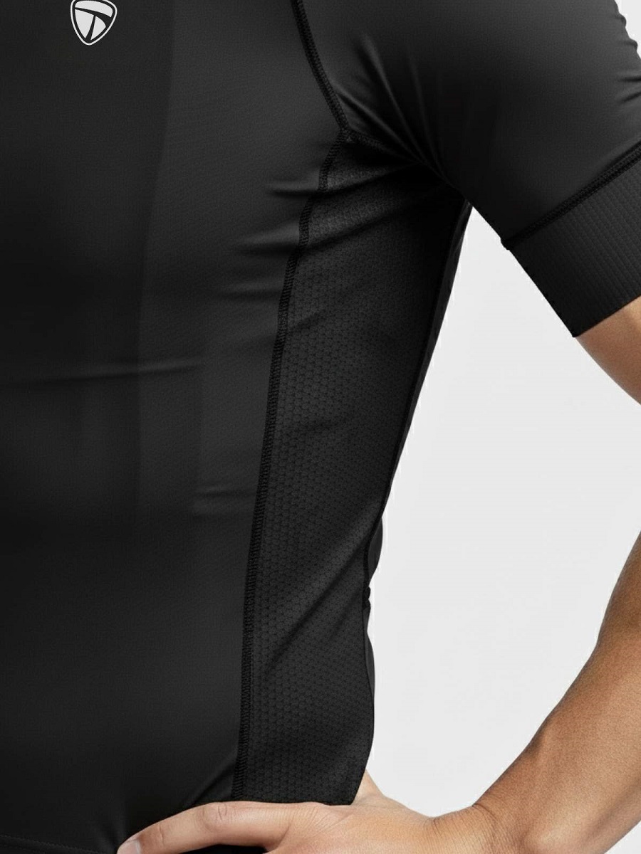 Men's Polyester Plain Cycling Jersey Black