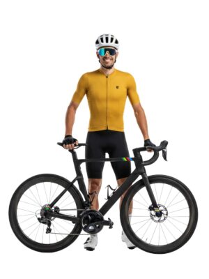Yellow Solid Color Cycling Jersey for Men