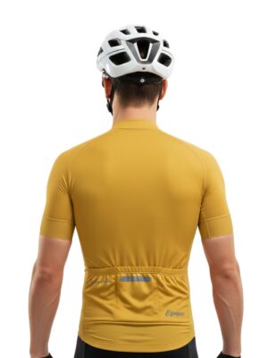 Yellow Solid Color Cycling Jersey for Men