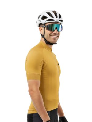 Yellow Solid Color Cycling Jersey for Men
