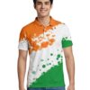 Polo Neck Happy Independence Day India Flag Color T-Shirt for Boys