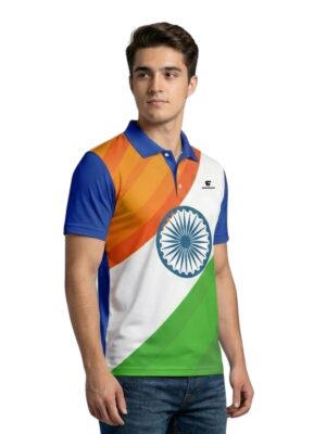 Triumph Polo Neck Happy Independence Day Republic Day T-Shirt for Mens Half Sleeve Tshirt Jersey Tees