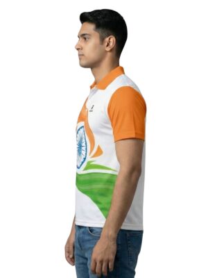 Polo Neck Happy Independence Day India Flag Design T-Shirt for Mens Half Sleeve Republic Day Tshirt Jerseys