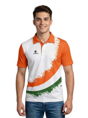 Polo Neck Happy Independence Day T-Shirt for Indian Lover Half Sleeve Republic Day Tshirt Jersey
