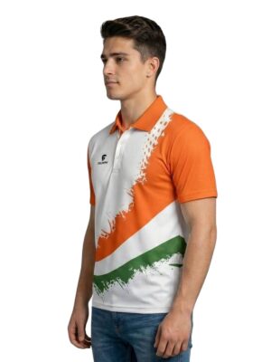 Polo Neck Happy Independence Day T-Shirt for Indian Lover Half Sleeve Republic Day Tshirt Jersey