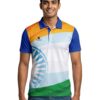 Republic Day I Love My India White Polyester Polo Neck Unisex Mens Half Sleeve T-Shirt Dress